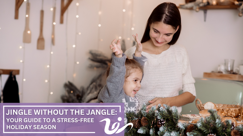 Woman and child wrapping presents